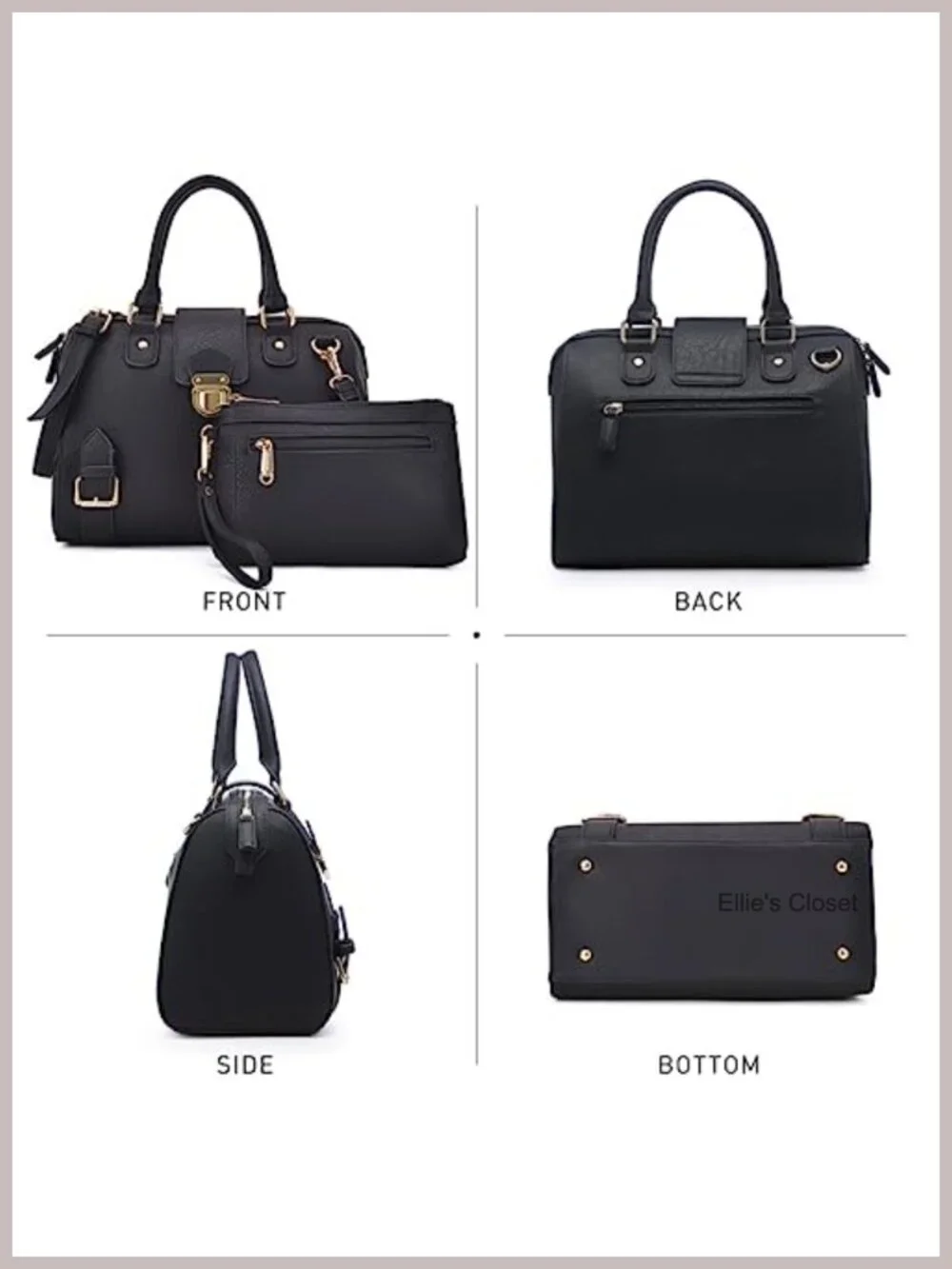 Vegan Leather Satchel Purse Top Handle Work Tote Handbag